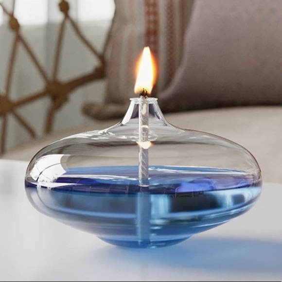 Brand New Handmade Oil Lamp Candle Decorative Refillable Glass Lantern Ice Blue - Picture 4 of 10